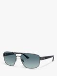 Ray-Ban RB3663 Men's Irregular Sunglasses, Gunmetal/Blue Gradient