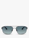 Ray-Ban RB3663 Men's Irregular Sunglasses, Gunmetal/Blue Gradient