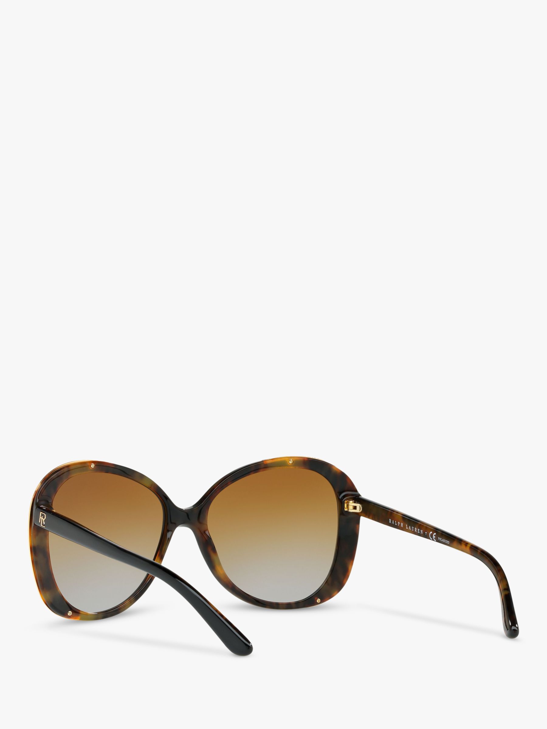 Ralph Lauren RL8166 Women's Polarised Butterfly Sunglasses, Black ...