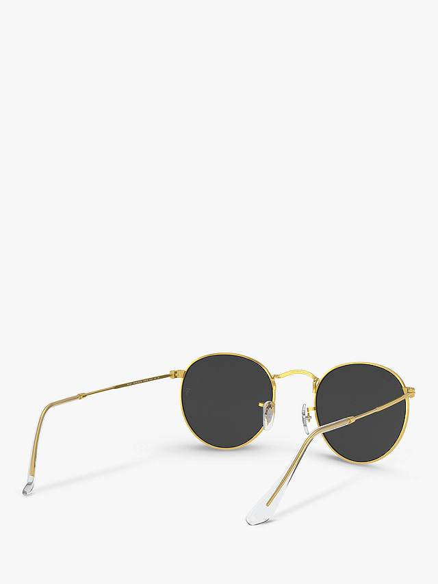 Ray-Ban RB3447 Men's Polarised Round Metal Sunglasses, Gold/Black