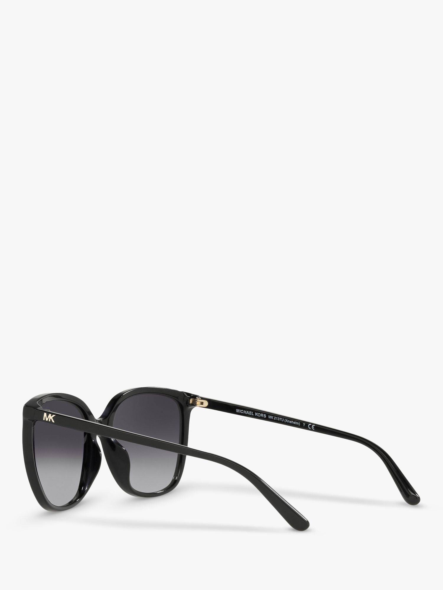 Michael Kors MK2137U Women's Anaheim Polarised Square Sunglasses,  Black/Grey Gradient at John Lewis & Partners
