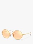 Ray-Ban RB1970 Unisex Oval Sunglasses, Arista Gold/Orange