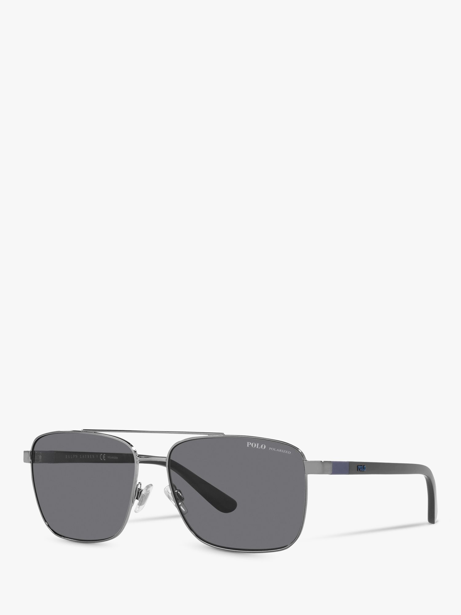 Ralph Lauren PH3137 Men's Rectangular Polarised Sunglasses, Gunmetal ...