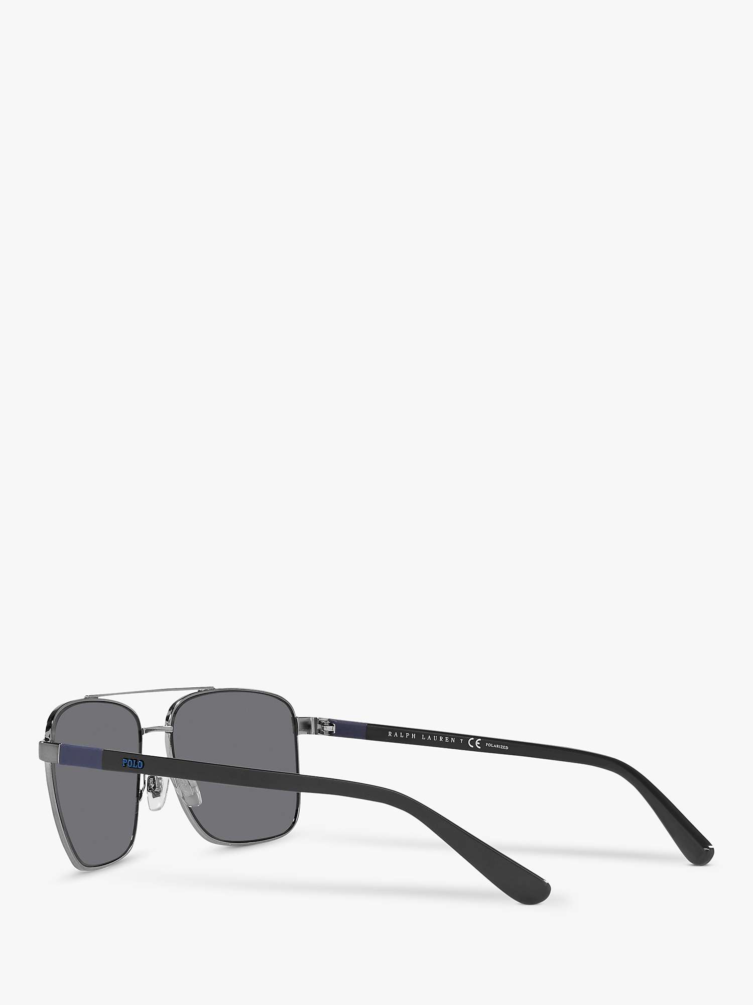 Buy Ralph Lauren PH3137 Men's Rectangular Polarised Sunglasses, Gunmetal/Grey Online at johnlewis.com