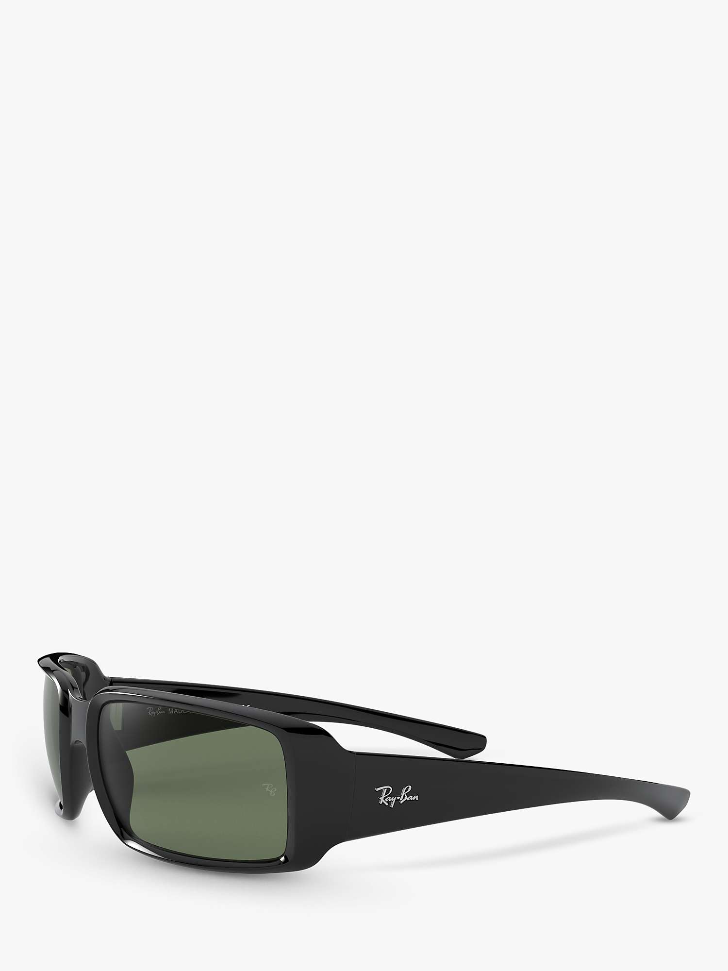 Buy Ray-Ban RB4338 Unisex Rectangular Frame Sunglasses, Black/Green Online at johnlewis.com
