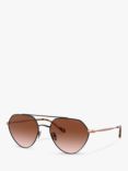 Giorgio Armani AR6111 Women's Irregular Sunglasses, Matte Black/Brown Gradient
