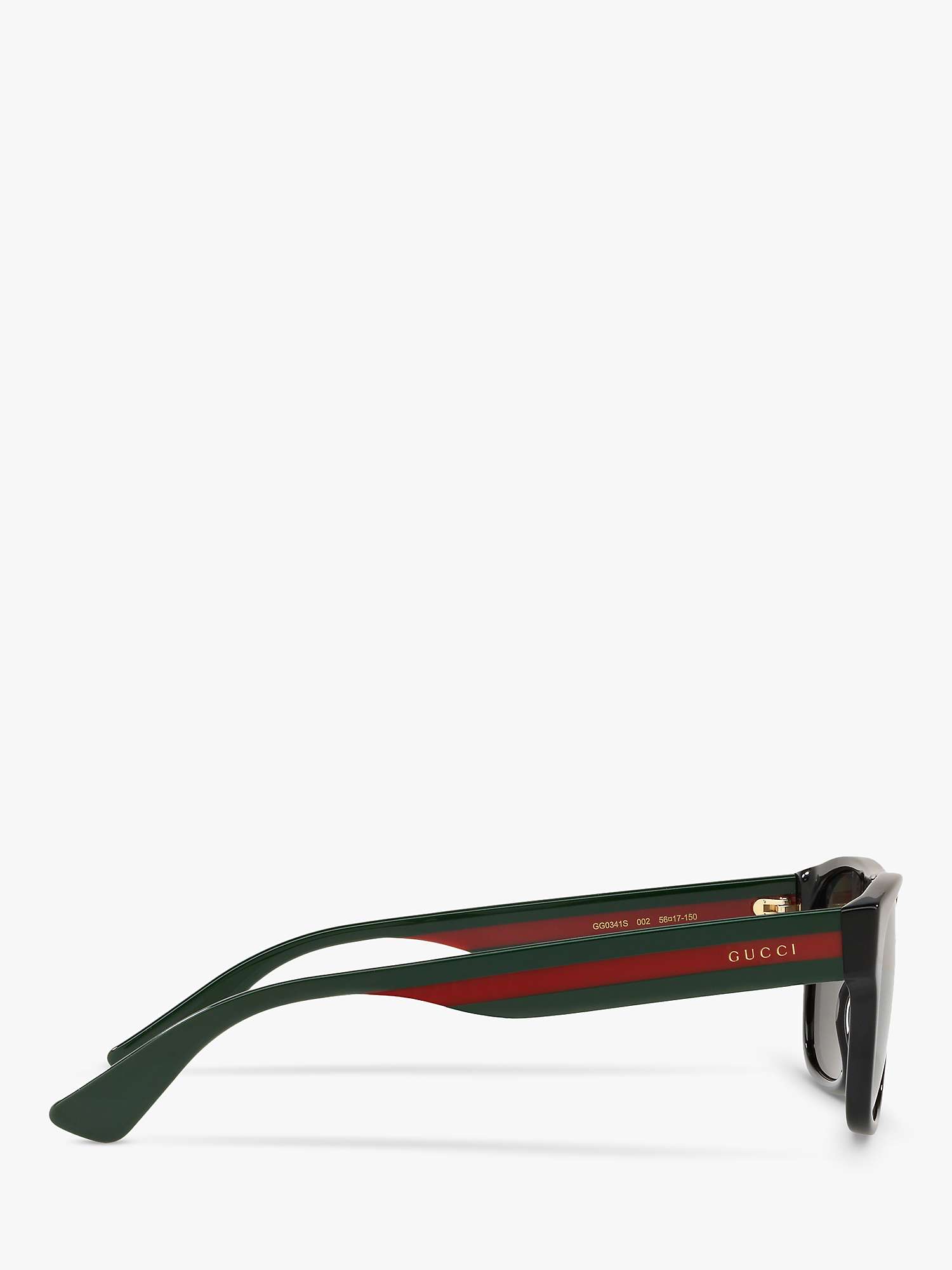 Buy Gucci GG0341S Men's Polarised Rectangular Sunglasses, Black/Grey Online at johnlewis.com