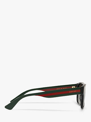 Gucci GG0341S Men's Polarised Rectangular Sunglasses, Black/Grey
