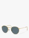 Ray-Ban RB3447 Men's Round Metal Sunglasses, Legend Gold/Classic Blue