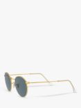 Ray-Ban RB3447 Men's Round Metal Sunglasses, Legend Gold/Classic Blue