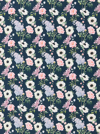 Oddies Textiles Flower Heads Print Fabric, Navy