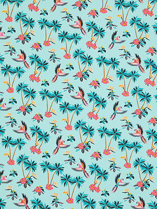 Oddies Textiles Parrot Print Fabric, Turquoise/Multi