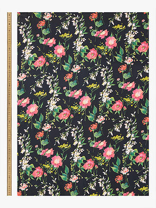 Oddies Textiles Flower Stem Print Fabric, Black/Multi