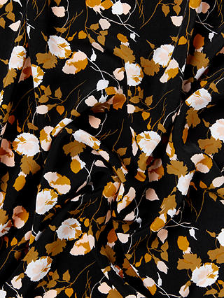 Oddies Textiles Shadow Ochre Leaves Print Fabric, Black