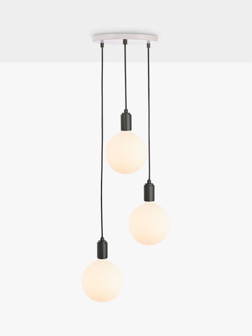 Tala Graphite Triple Pendant Ceiling Light with Sphere IV ES LED Dim to Warm Globe Bulbs