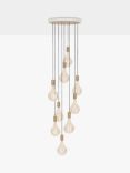 Tala Oak Nine Pendant Cluster Ceiling Light with Voronoi II 3W ES LED Dimmable Tinted Bulbs, White