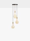 Tala Brass Triple Pendant Ceiling Light with Voronoi II 3W ES LED Dimmable Tinted Bulbs