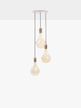 Tala Walnut Triple Pendant Cluster Ceiling Light with Voronoi II 3W ES LED Dimmable Tinted Bulbs, White