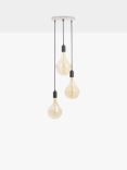 Tala Graphite Triple Pendant Cluster Ceiling Light with Voronoi II 3W ES LED Dimmable Tinted Bulbs, White