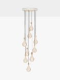 Tala Brass Nine Pendant Ceiling Light with Voronoi II 3W ES LED Dimmable Tinted Bulbs, White