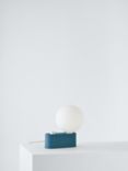 Tala Alumina Table/Wall Lamp with Sphere IV ES LED Dim to Warm Globe Bulb, Sapphire