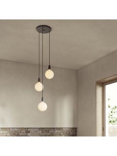 Tala Graphite Triple Pendant Ceiling Light with Sphere IV ES LED Dim to Warm Globe Bulbs, Black