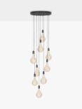 Tala Graphite Nine Pendant Cluster Ceiling Light with Voronoi II 3W ES LED Dimmable Tinted Bulbs, Black