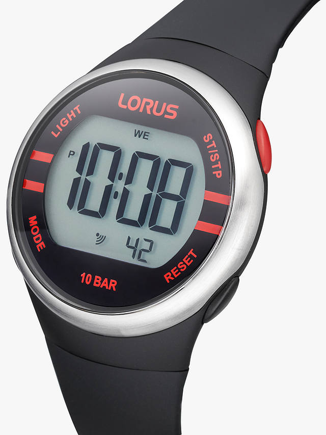 Lorus Unisex Digital Silicone Strap Watch, Black R2335NX9