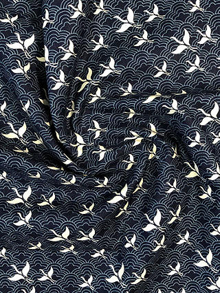 Visage Textiles Kyoto Crane Print Fabric, Navy
