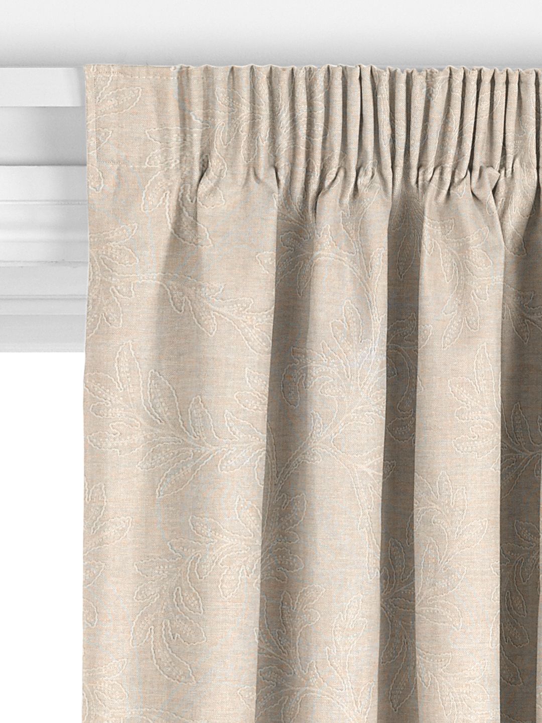 John Lewis Acanthus Embroidered Made to Measure Curtains, Greige
