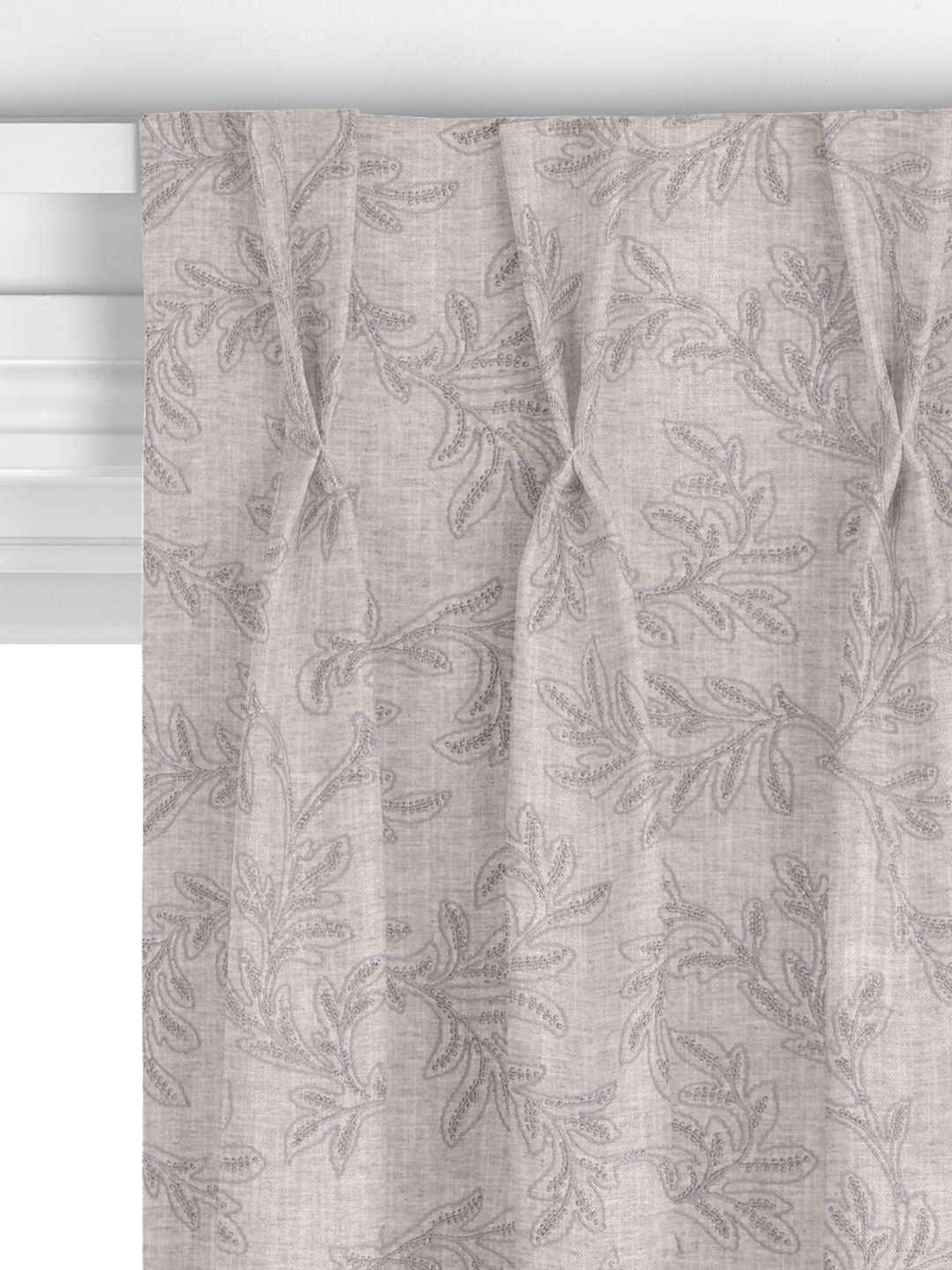John Lewis Acanthus Embroidered Made to Measure Curtains, Smoke