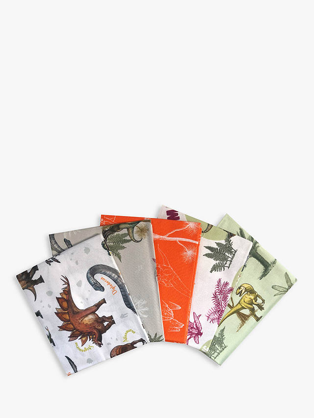 Visage Textiles Dinosaur Print Fat Quarter Fabrics, Pack of 5, Multi