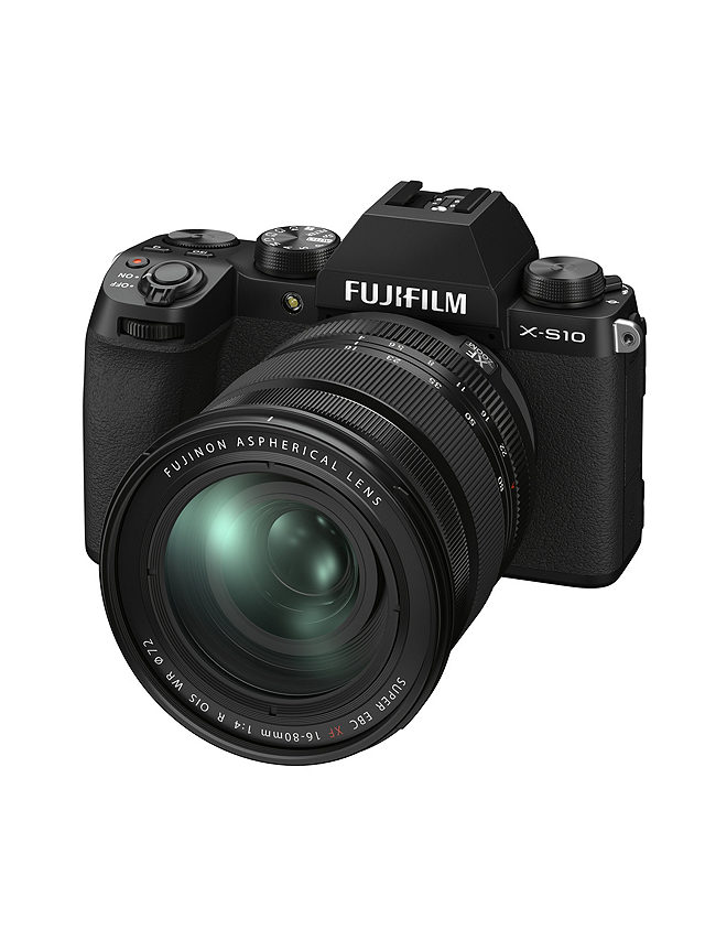 Fujifilm X-S10 Compact System Camera with XF 16-80mm Lens, 4K Ultra HD, 26.1MP, Wi-Fi, Bluetooth, OLED EVF, 3” Vari-angle LCD Touch Screen, Black