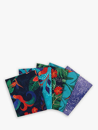 Visage Textiles Bird Paradise Print Fat Quarter Fabrics, Pack of 5, Navy