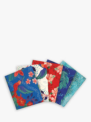 Visage Textiles Bird Paradise Print Fat Quarter Fabrics, Pack of 5, Royal