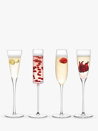 LSA International Lulu Assorted Champagne Flutes, Set of 4, 175ml, Clear