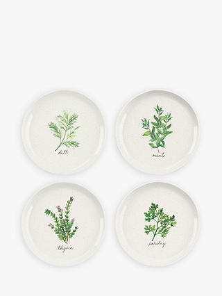 Epicurean Herb Melamine Picnic Side Plates, Set of 4, 22cm, Green