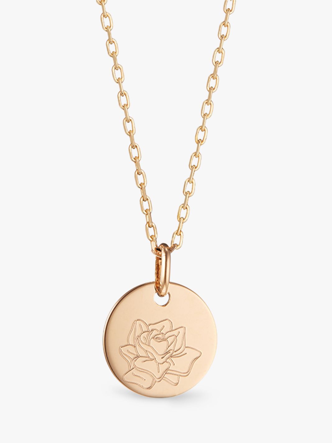 Merci Maman Personalised Birth Flower Pendant Necklace, Gold