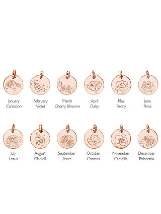 Merci Maman Personalised Birth Flower Pendant Necklace, Rose Gold