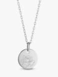Merci Maman Personalised Birth Flower Pendant Necklace, Silver