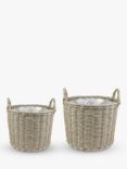 Ivyline Woven Rattan Outdoor Basket Planters, Set of 2