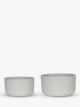 Ivyline Catania Short Outdoor Terrazzo Cement Vases, Set of 2, White