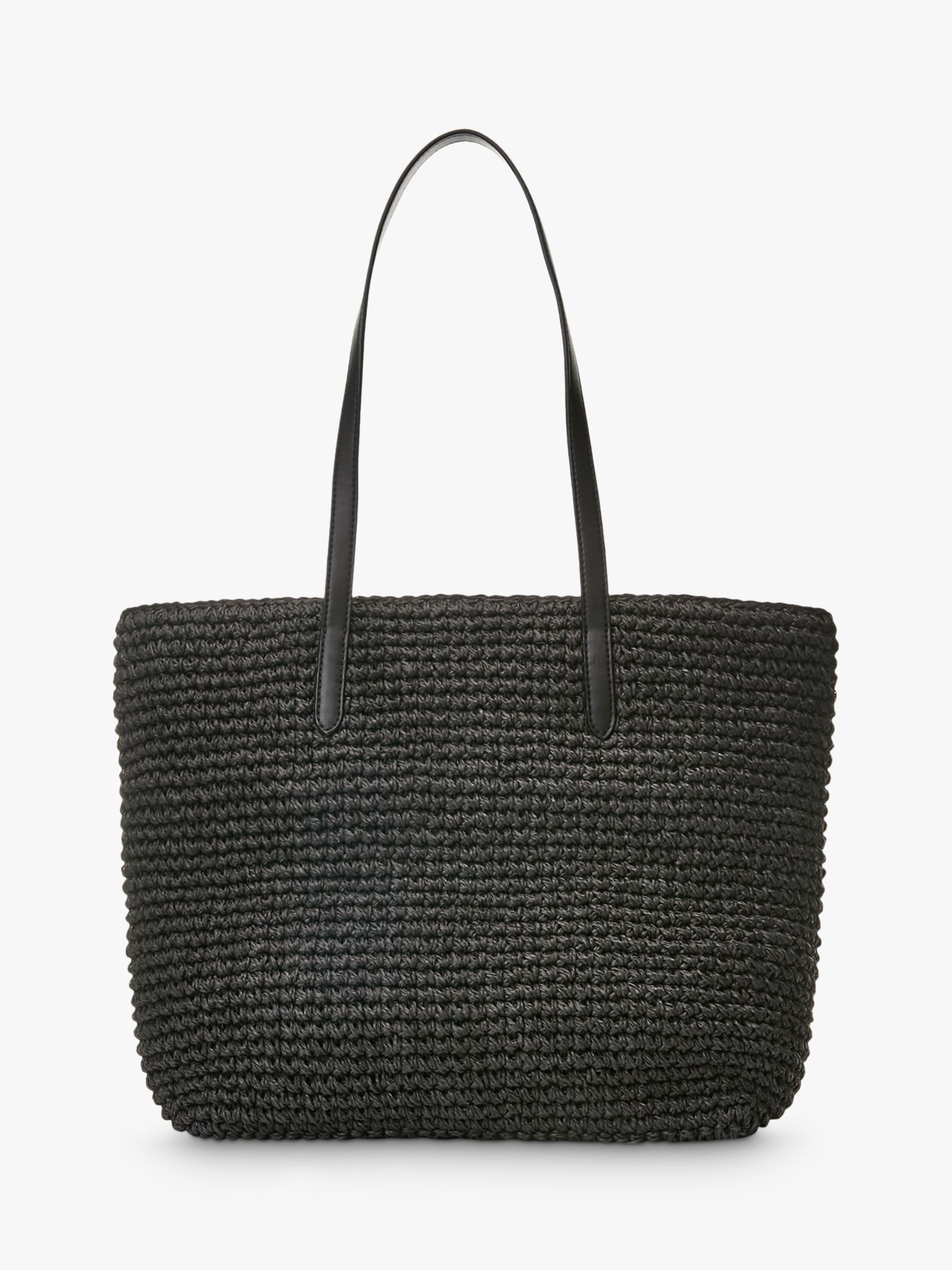 Lauren Ralph Lauren Straw Tote Bag, Black at John Lewis & Partners