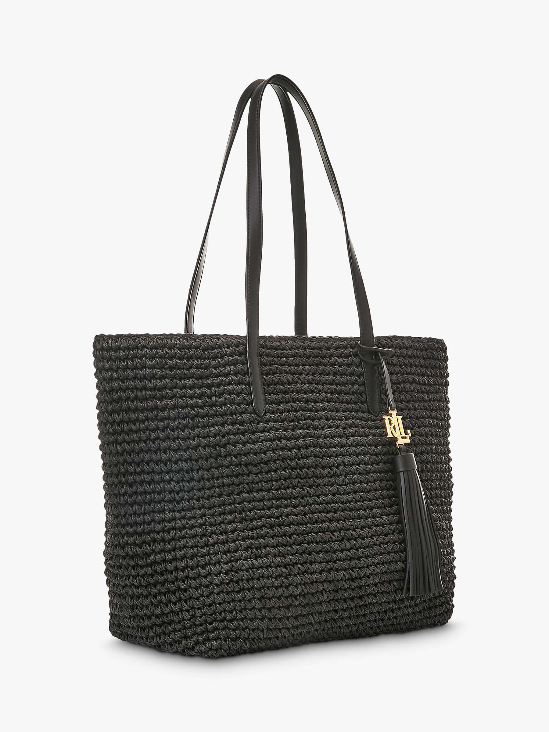 Buy Lauren Ralph Lauren Straw Tote Bag, Black Online at johnlewis.com