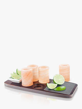 Final Touch Slate Tequila Tray & Himalayan Salt Shot Glass Server Set