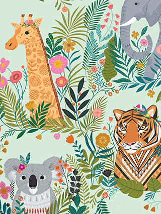 Dashwood Studio Wild Animals Print Fabric, Green