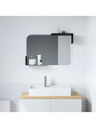 Umbra Alcove Wall Mirror & Shelves, 77 x 52cm, Black