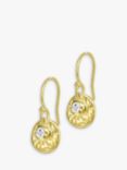 Dower & Hall Textured Round Charm and Sapphire Twinkle Drop Earrings, Gold