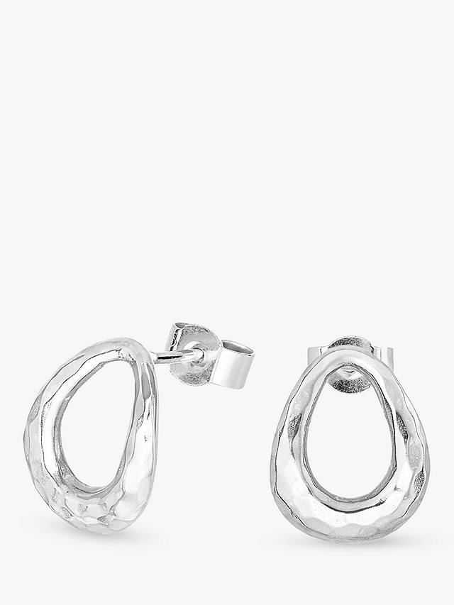 Dower & Hall Sterling Silver Large Entwined Oval Stud Earrings, Silver