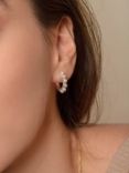 Dower & Hall Sterling Silver Medium Pearl Story Hoop Earrings, Silver
